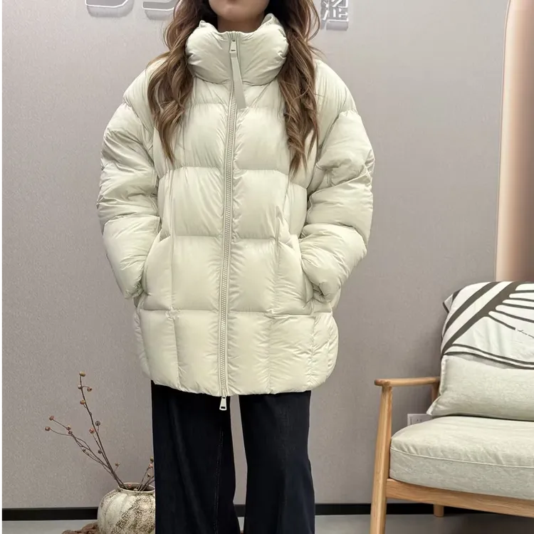 BSIEE本涩情侣款羽绒服90白鸭绒中长款连帽时尚休闲保暖F42412A04