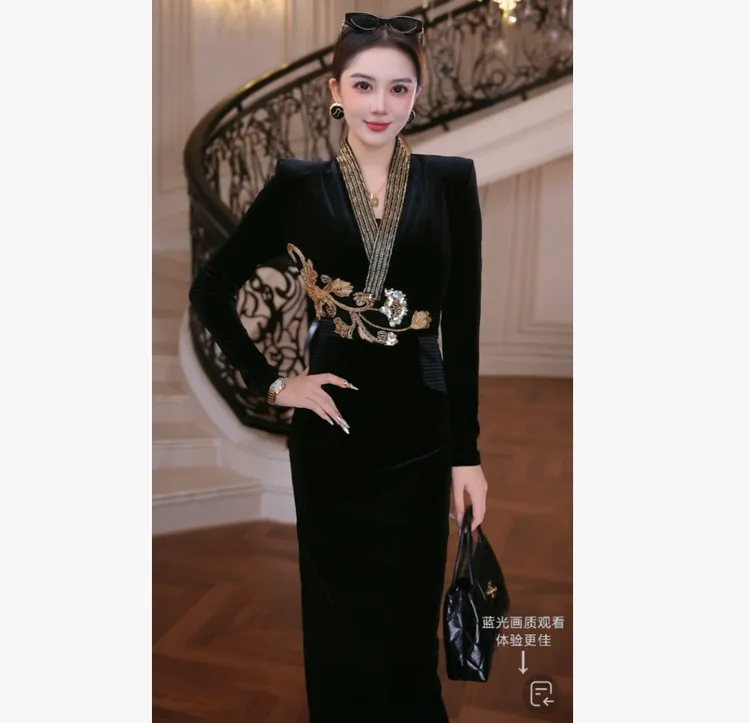 FNN【灿若繁花】2025新款气质复古休闲衣服女连衣裙F2530421A