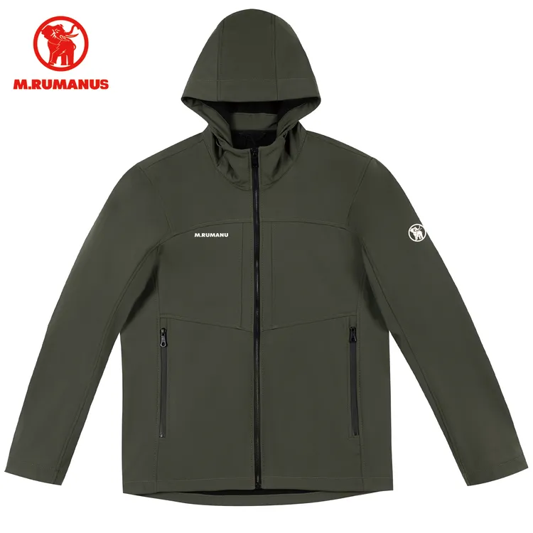 M.RUMANUS2025年男女同款户外防风防水加绒连帽软壳通勤百搭外套