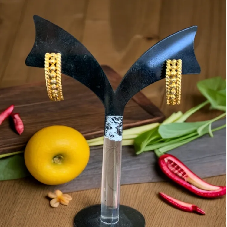 925银耳饰 炸珠耳钉三排钻古法工艺素款实心耳扣耳圈耳饰