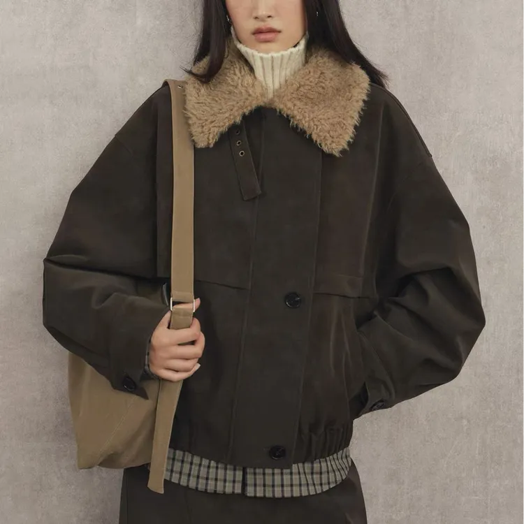 毛领棉服短外套2025冬季新款