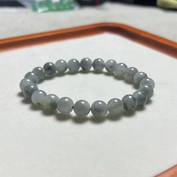 天然新疆青花点墨8毫米圆珠手链手串单圈和田玉女手链手串礼物