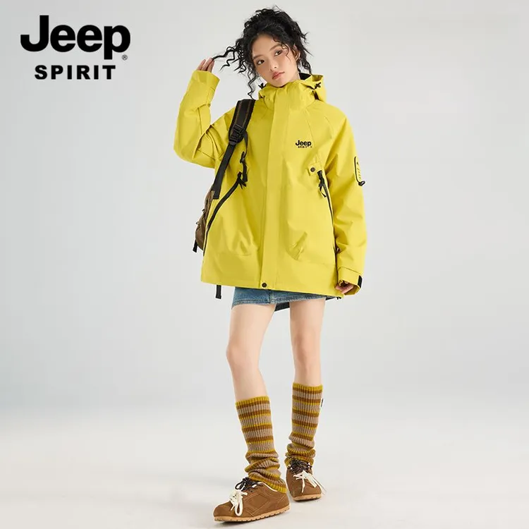 JEEPSPIRIT男女同款情侣户外冲锋衣爆款三合一可拆卸羽绒内胆外套