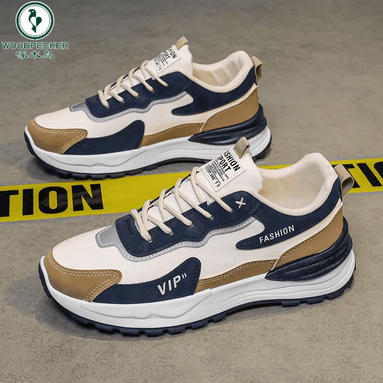 啄木鸟正品秋季老爹男鞋男款皮面男款男士百搭运动防臭鞋子男款