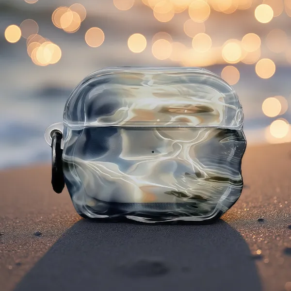 简约半透小众水波纹适用苹果AirPodsPro3代耳机保护套4高级感pro2