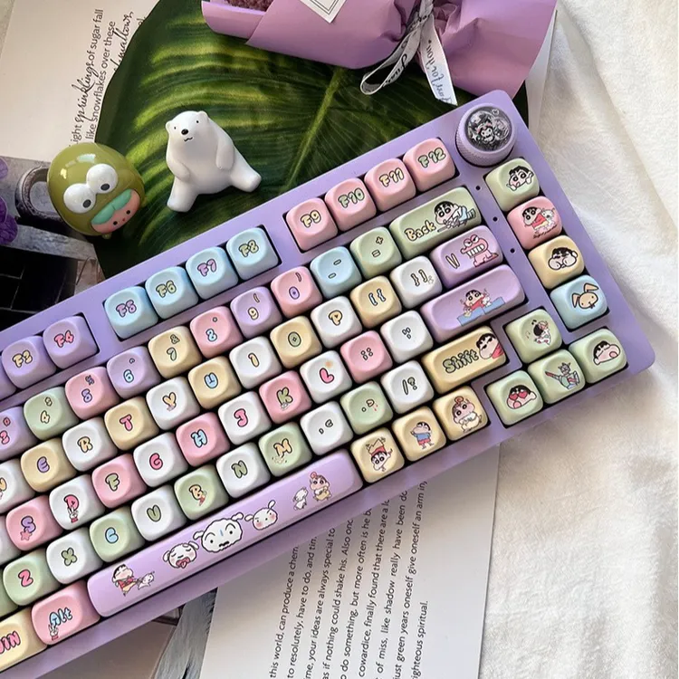 蜡笔小新主题MOA创意机械键盘帽PBT材质129颗适配磁轴键盘个性