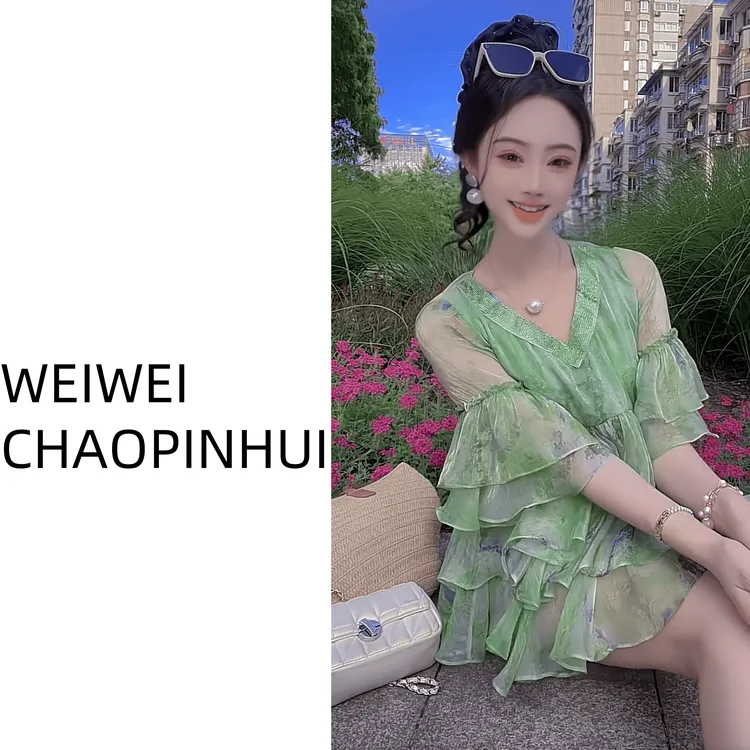 法模【薇薇高端欧货】春夏【霓绾】设计感甜美晕染时尚套装--60571889