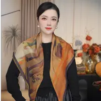 K【绿扣】P12【暖阳】新款丝毛双面手工卷边85*85围巾方巾