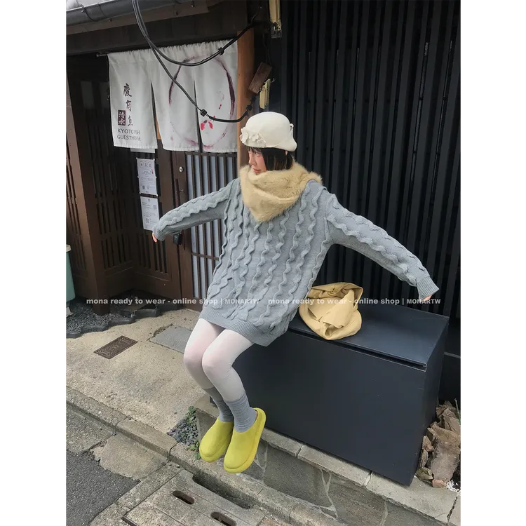 【Mona张绮贤】MONA 15羊毛 复古简约 宽松毛衣女 O124S10976