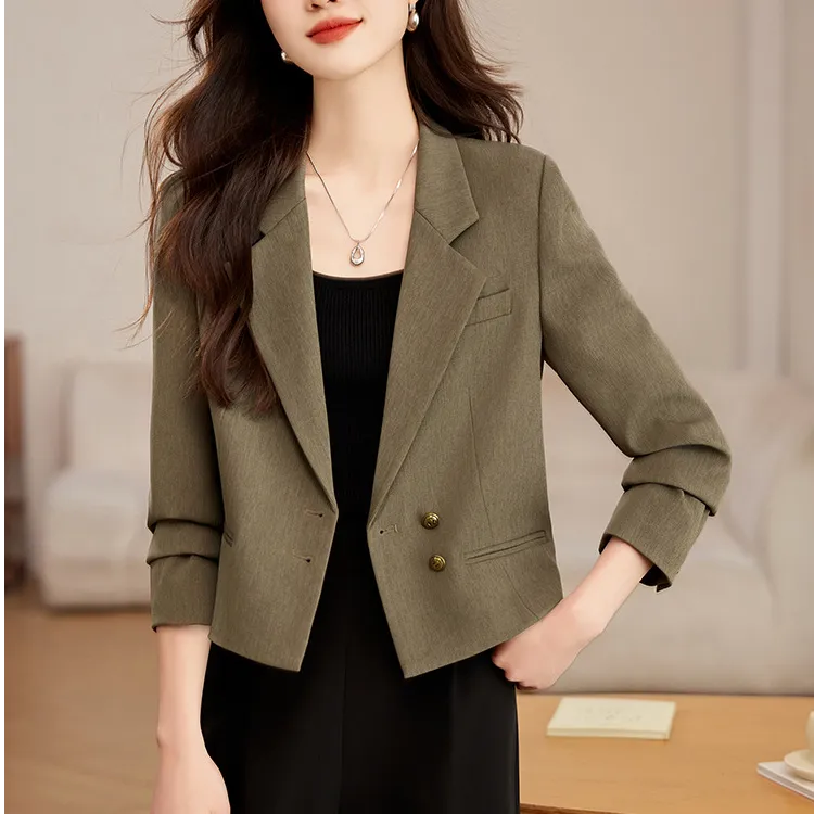 5006秋季新款时尚气质修身百搭欧若风短款西装外套