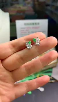 【闪购商品】翡翠项链18K金镶嵌翡翠耳钉