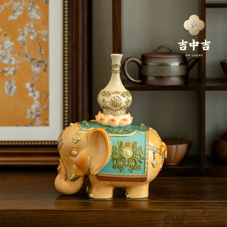 吉中吉·铜《太平有象》象桌面摆件 网红家居客厅桌面电视柜装饰