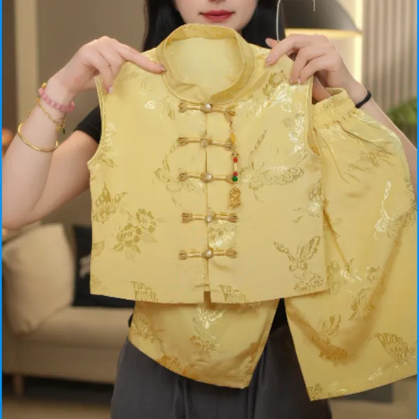 2025年夏季新款中式套装儿童唐装中国风休闲风中性服装单排扣夏季