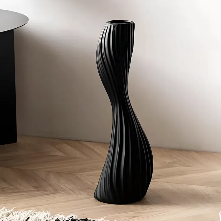 小蛮腰精致仿陶瓷花瓶北欧装饰家居摆件高级感玻璃插花器绣球鲜花