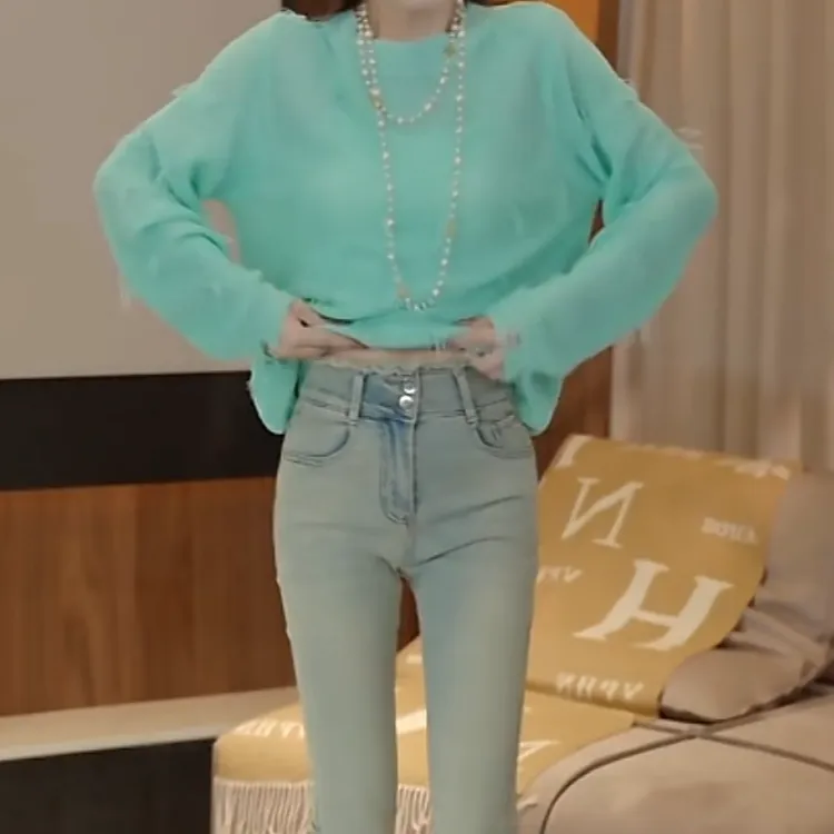 设计感宽松流苏磨破打底衫女2025新款春季时尚纯色长袖针织衫上衣