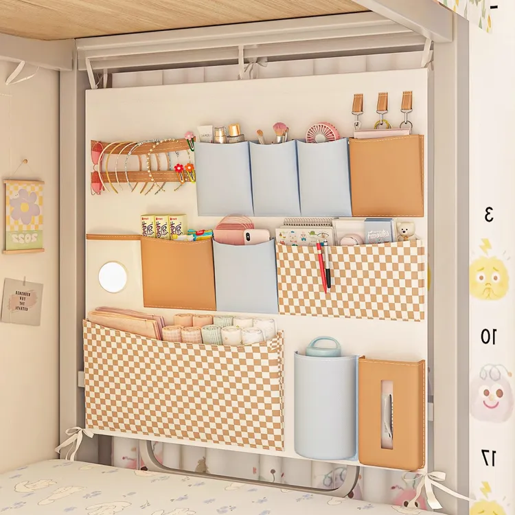 宿舍床上收纳挂袋床边袋子悬挂布艺置物架手机袋挂墙学生收纳神器