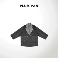 PLUR·PAN双排扣休闲时尚设计师款毛呢外套