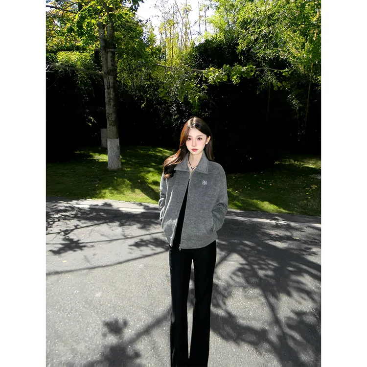 美式复古小香风翻领毛呢短外套女2025早秋新款宽松百搭夹克上衣潮