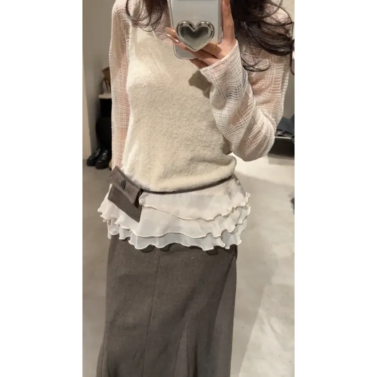 MARIE.COCO韩系温柔风设计感花边上衣两件搭高级感半身裙气质套装