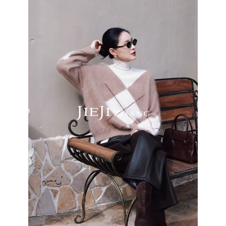 【JIEJI ZHANG】高级定制秋冬时尚百搭羊毛羊绒混纺衫351047
