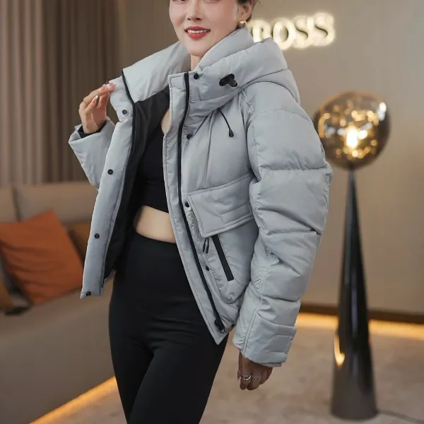 【耿老板6103#M】重工设计款精致短款面包服保暖安心绒白鸭绒羽绒服