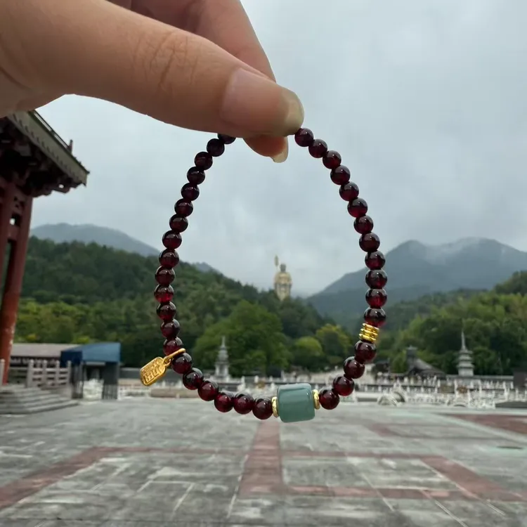 普陀山【时来运转】酒红单圈石榴石手串