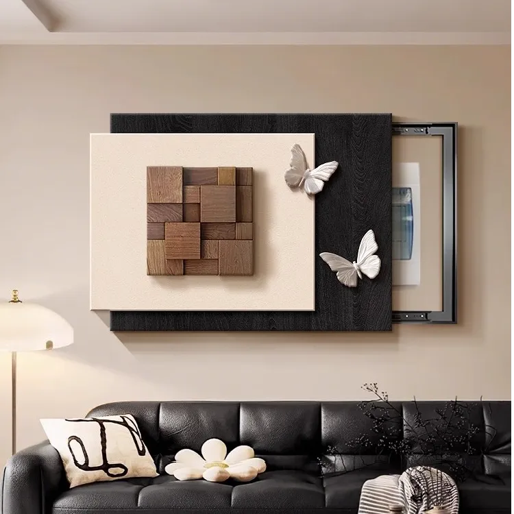 立体实木电表箱挂画电闸盒子遮挡装饰画玄关客厅WiFi盒壁画蝴蝶画