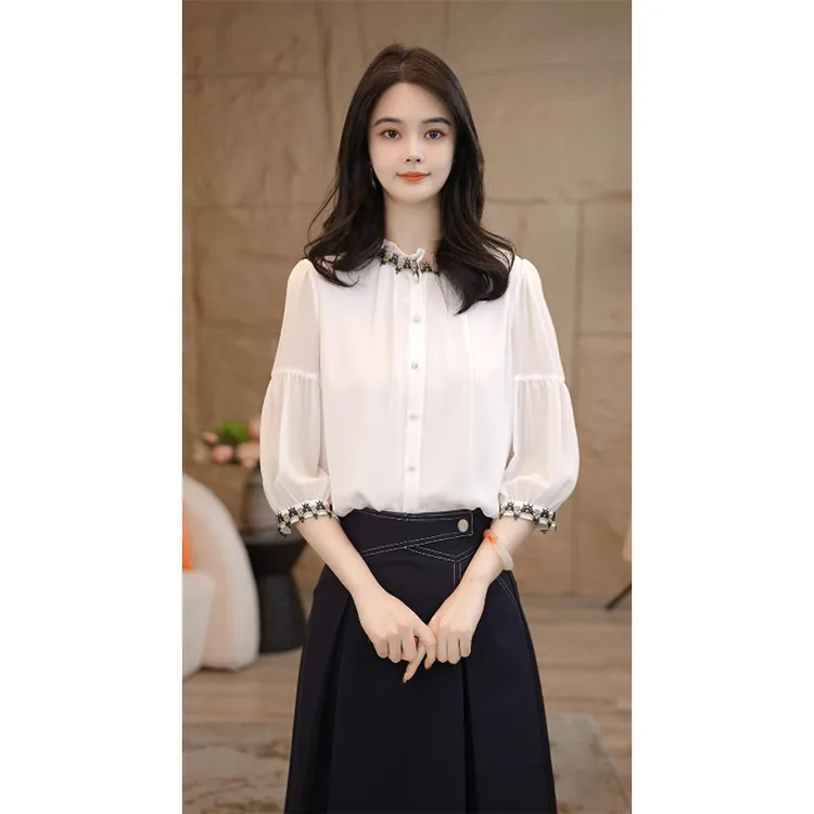 【小陈甄选】8592709白短袖衬衫休闲气质女洋气品质