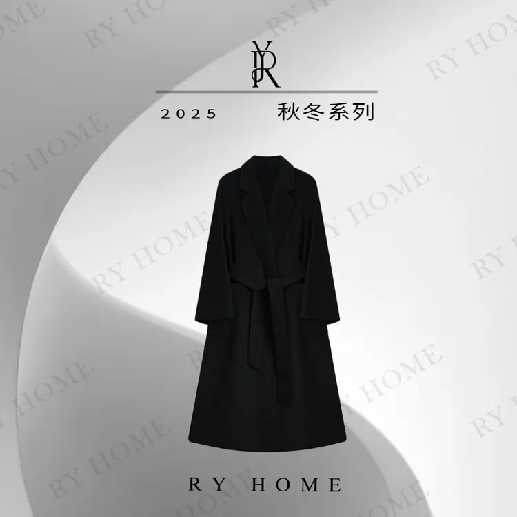 【容雨RYHOME】100山羊绒~Ludmilla平驳领山羊绒长款大衣243W2107