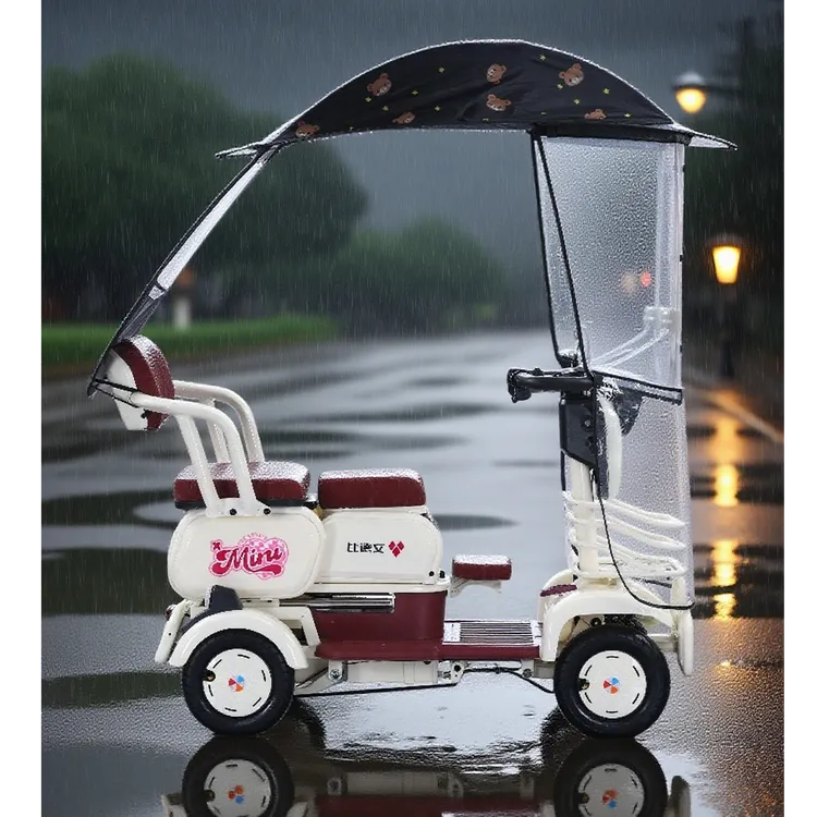 BYVIN/比德文舒适款带跑马灯电动四轮车适合接送孩子【送雨棚】