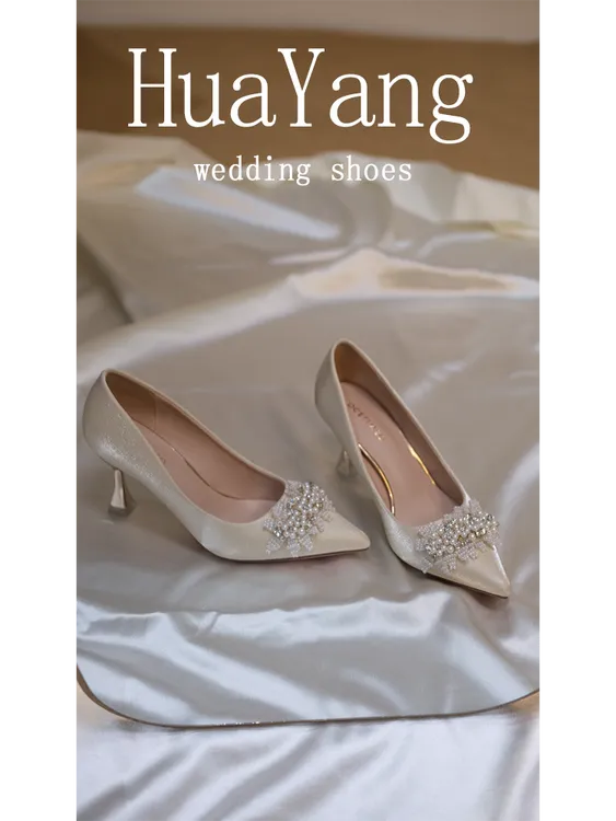 【花漾】新手百搭婚鞋女春秋酒杯跟法式单鞋女推荐不累脚2.0版～