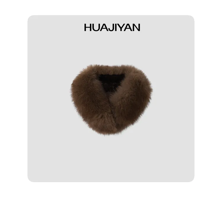 华吉言/HUAJIYAN【配饰系列】狐狸毛皮獭兔毛拼接秋冬保暖围脖围巾