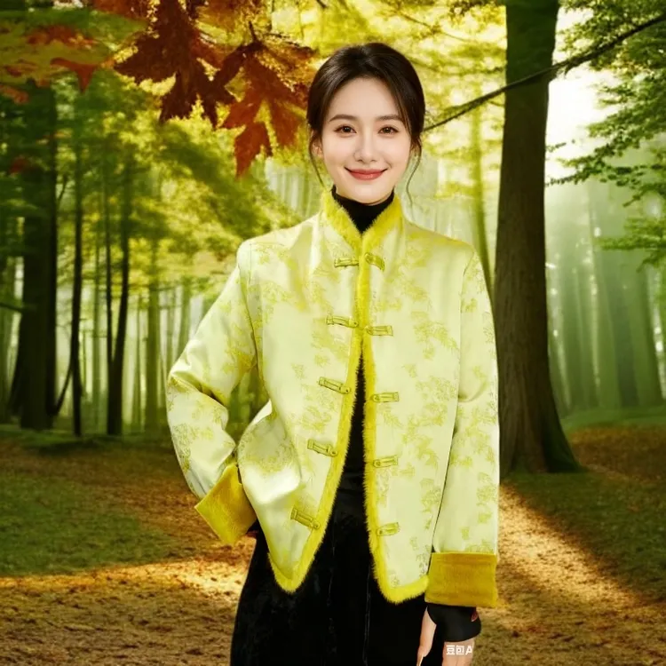 中式立领港风复古宽松加厚棉袄唐装外套2026新年拜年服原创正版  