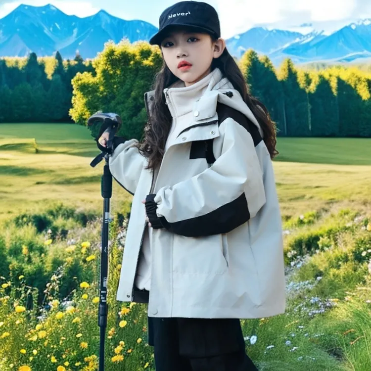 李宁官方女童三合一冲锋衣2025秋冬季中大童连帽外套女孩联名恪戈