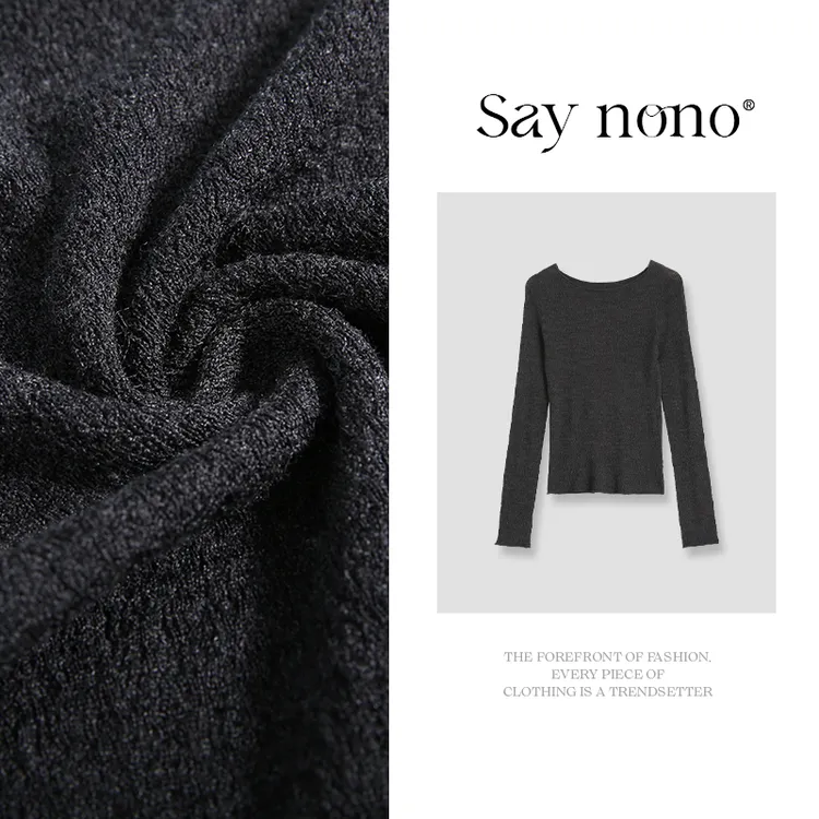 懒猫nono│Saynono 三醋酸+美利诺羊毛树皮肌理感打底衫/XXBK43