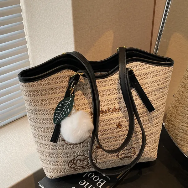 编织包草编托特包女大容量夏季新款休闲单肩包时尚百搭上班通勤包