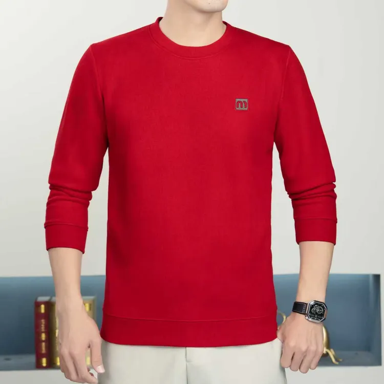 小施家男士时尚百搭纯色刺绣加绒遮肚高品质卫衣5803