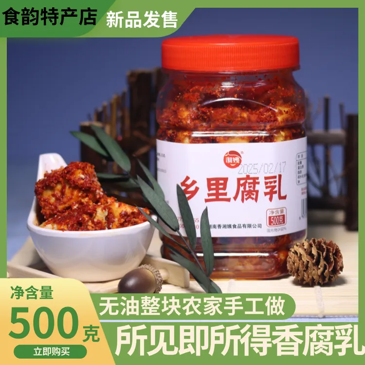 湘姨纯手工乡里香辣腐乳500g湖南特产霉豆腐下饭在家家里厨房