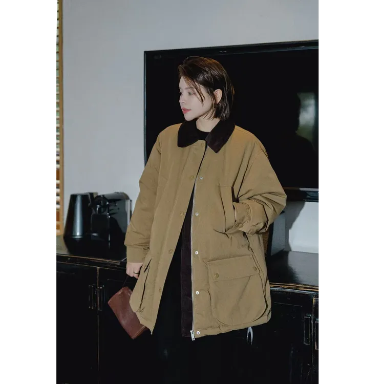 LAZYVISION90白鹅绒中长款简约翻领女士羽绒服ZMD-34324