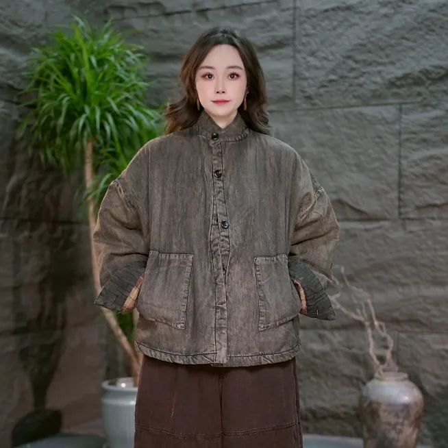 【牛仔棉服】复古宽松大码女装冬季百搭保暖棉衣加厚棉袄水洗
