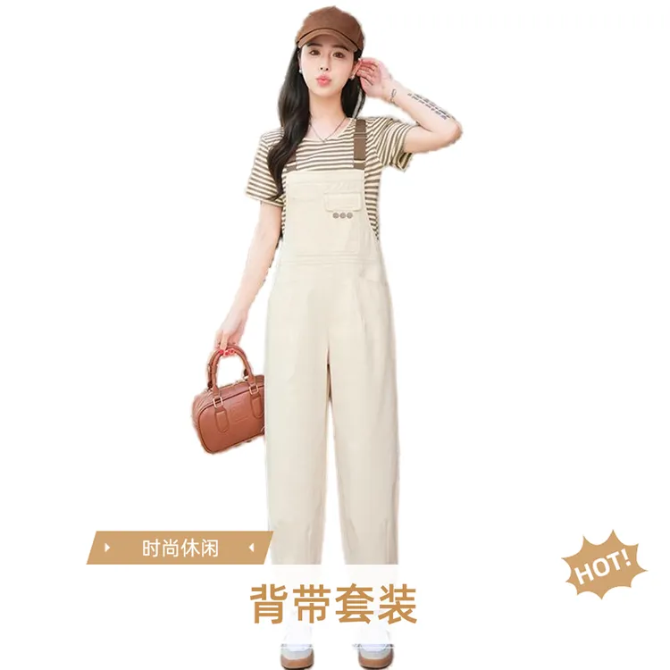 吊带春夏背带裤休闲时尚套装甜美清新学院时尚减龄春秋背带牛仔裤