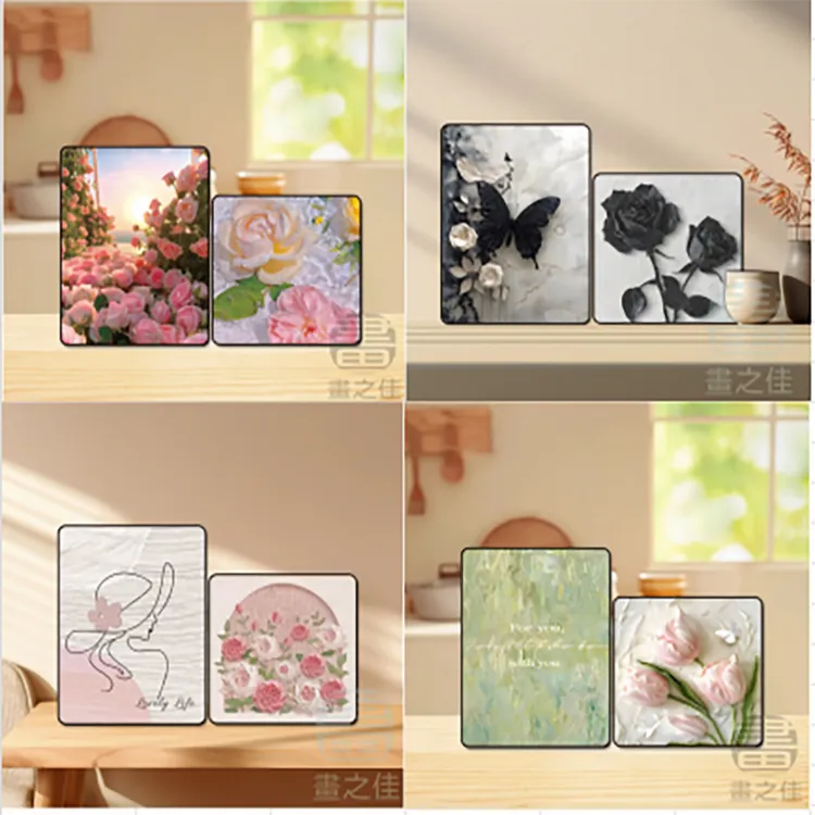玫瑰蝴蝶ins风装饰画床头柜客厅高级艺术装饰电视柜入户玄关摆件