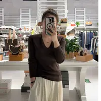 贝姐同款【V领针织打底衫】秋季新款~百搭显瘦针织衫828 sa