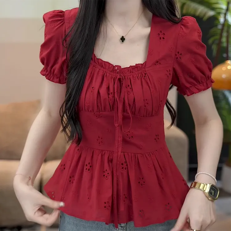 【半度浅夏】夏季新款温柔风气质修身显瘦时尚洋气衬衫女