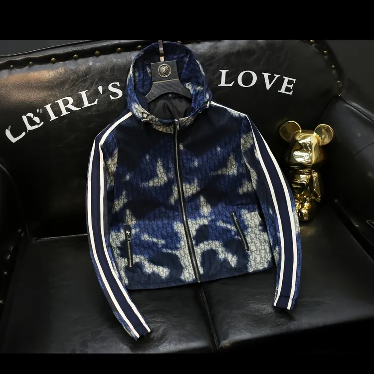 NENMIHONCHE/内米霍切连帽花纹印花休闲大码夹克男士修身轻奢外套