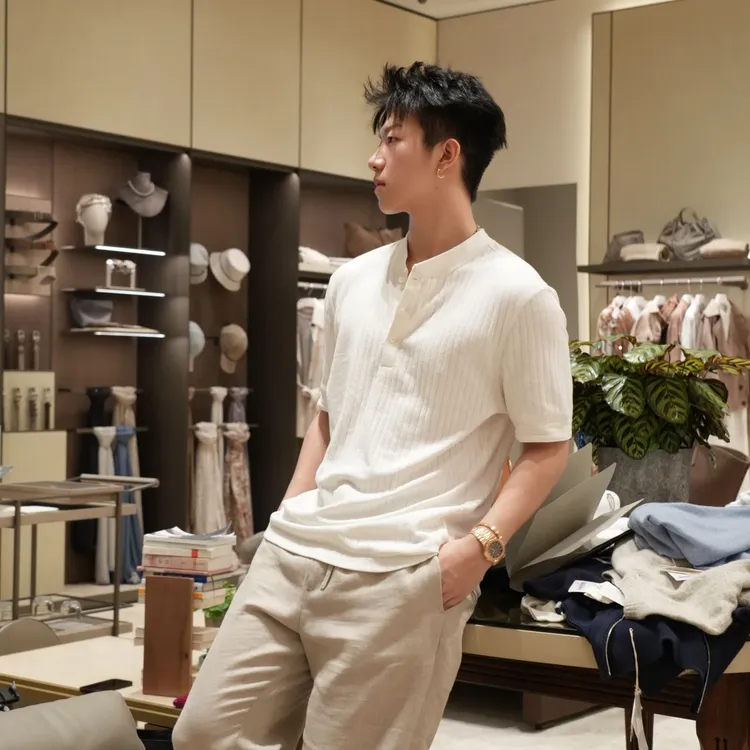 『年度重磅款』时尚百搭简约纯色高品质设计感新贵老钱亨利领短袖