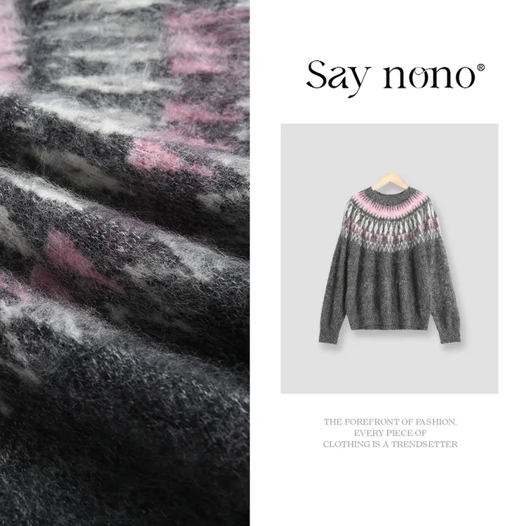 懒猫nono│Saynono 羊毛羊绒费尔岛提花针织毛衣/XXDLC252YM139