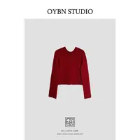 OYBN欧阳贝妮【圣诞】微胖大码简约高级感圆领针织开衫上衣1315