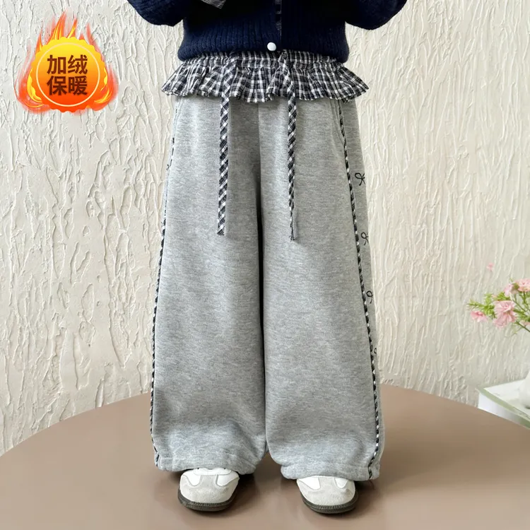 女童裤子2025冬季新款宽松洋气时髦休闲女宝加绒加厚保暖直筒长裤