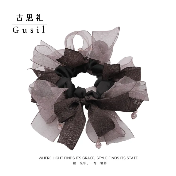 古思礼气质时尚简约蝴蝶结挂珠大肠发圈GS9502